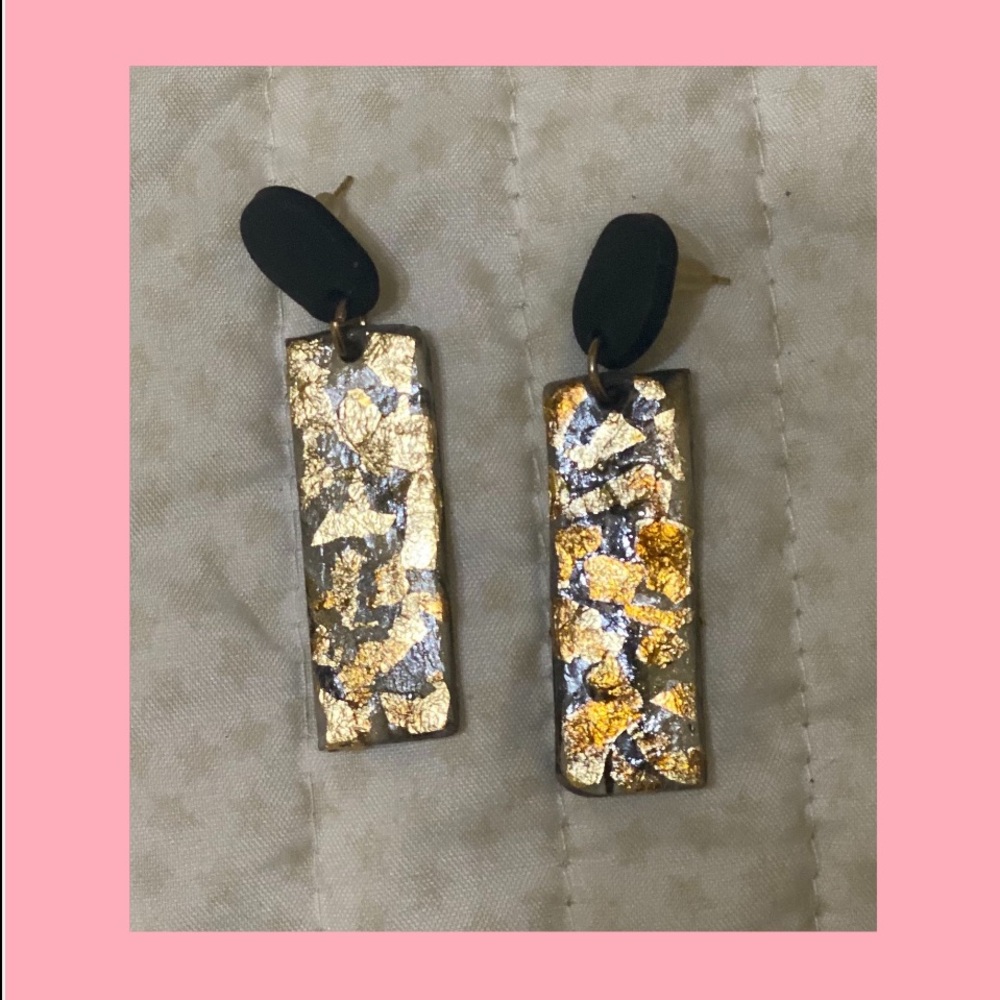 Beautiful black and gold hanging earrings